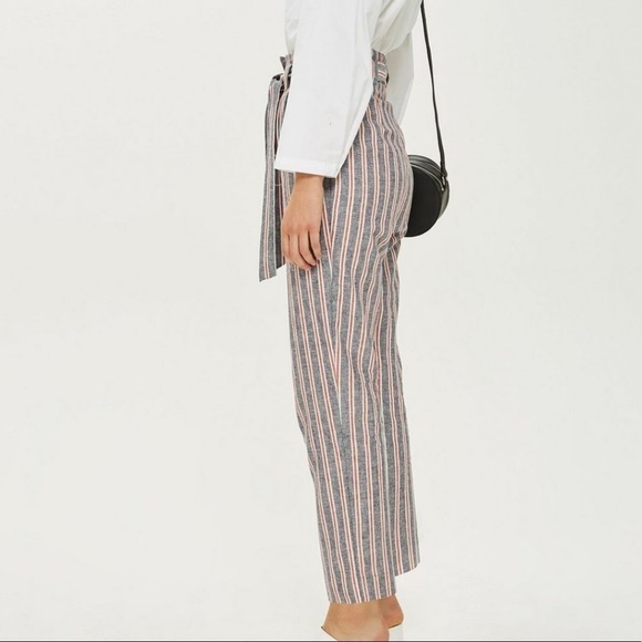 NWT Topshop High Waisted Belted Peg Trousers 0 - Picture 3 of 11
